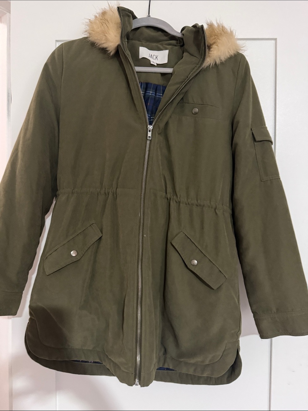 Jack by BB Dakota Olive Green Hooded Parka with Faux Fur Trim